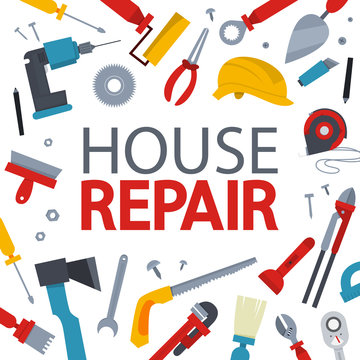 House repair concept banner. Equipment for repair