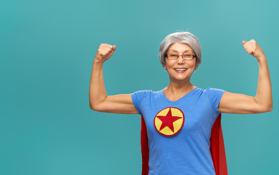 senior woman on teal background