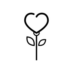 cartoon heart flower outline vector