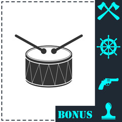 Drum icon flat