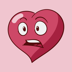 Funny cartoon heart character emotions, St Valentines vector icons, isolated