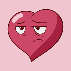 Funny cartoon heart character emotions, St Valentines vector icons, isolated