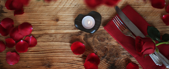 Place setting for valentines day