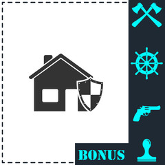 House insurance icon flat