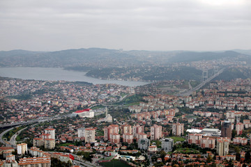 Istanbul city panorama and July 15 Martyrs Bridge