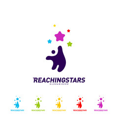 Reaching Stars Logo Design Concept Vector. Child Dream star logo. Colorful, Creative Symbol, Icon