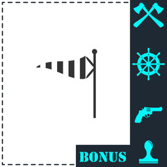 Wind sock icon flat