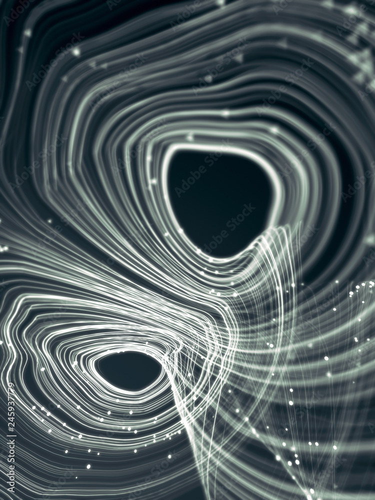 Aufkleber magic wavy rings with on a dark background. 3d rendering