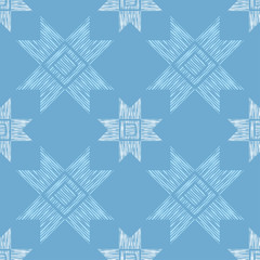 Ethnic boho seamless pattern. Mosaic of striped figures. Traditional ornament. Tribal pattern. Folk motif. Can be used for wallpaper, textile, invitation card, wrapping, web page background.