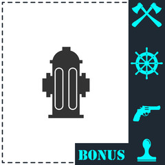 Fire hydrant icon flat
