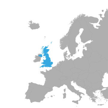 The map of UK is highlighted in blue on the map of Europe