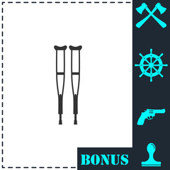 Health crutches icon flat