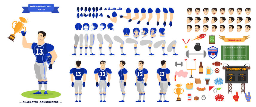American football player character set for the animation