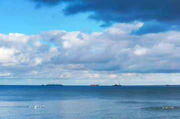 The calm sea. Turquoise seascape. Sea smoothness.