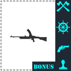 Machine gun icon flat