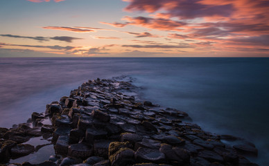Irland Giants Way Sonnenuntergang Meer
