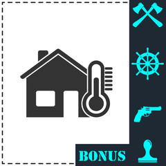 House temperature icon flat