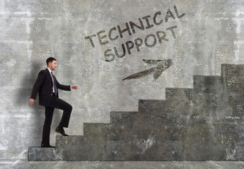 Business, technology, internet and networking concept. A young entrepreneur goes up the career ladder: Technical support