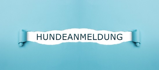 Hundeanmeldung auf gerissenen Papier