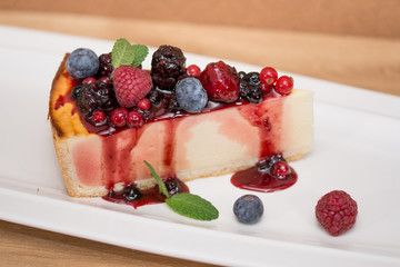triangular cake with   fruits