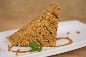 triangular cake with cream