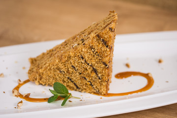 triangular cake with cream