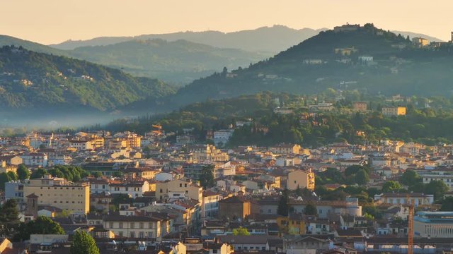 florence city skyline at sunrise fiesole hill in the background