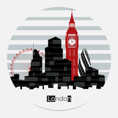 London silhouette vector round label