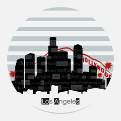 Los Angeles silhouette vector round label