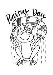 Rainy day lettering with frog