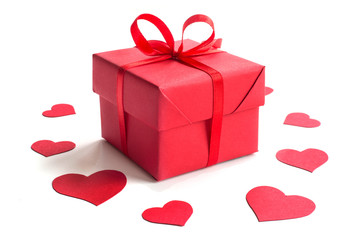 Gift box and hearts