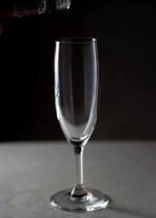 empty glass for sparkling wine or champagne