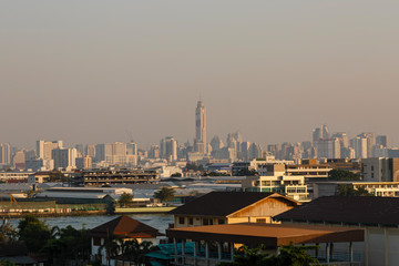 Obraz premium air pollution over Bangkok Thailand, PM2.5, Jan 2019