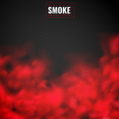 Red smoke. Mist red powder clouds smoking spooky dusty fog condensation transparent smog texture isolated on black - obrazy, fototapety, plakaty