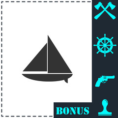 Fototapeta premium Sailing boat icon flat