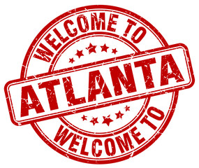 welcome to Atlanta red round vintage stamp