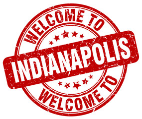 welcome to Indianapolis red round vintage stamp
