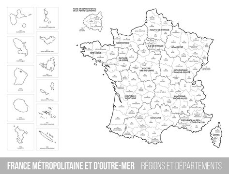 Carte détaillée de la France  Carte de france département, Carte