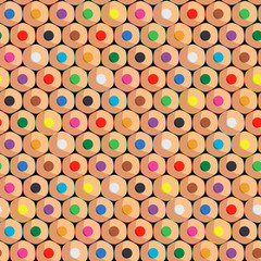 Seamless pattern with color pencils. Vector colored background.