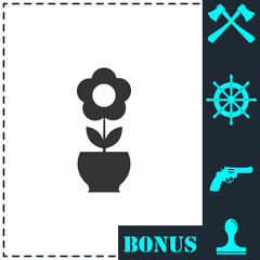 Flower pot icon flat