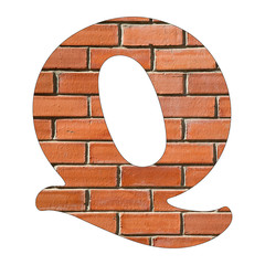Letter Q of the alphabet - Red brick wall background