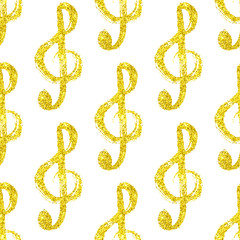 Gold treble clef pattern