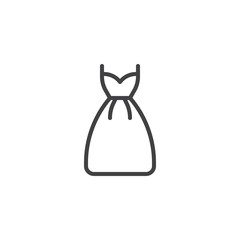 Wedding dress line icon. linear style sign for mobile concept and web design. Bridal dress outline vector icon. Symbol, logo illustration. Pixel perfect vector graphics