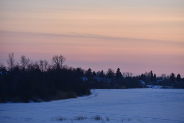 sunset, river in the evening