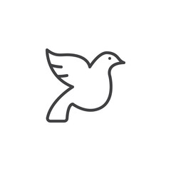 Wedding dove line icon. linear style sign for mobile concept and web design. Wedding pigeon outline vector icon. Dove Bird symbol, logo illustration. Pixel perfect vector graphics