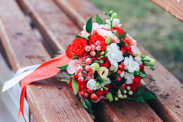 beautiful wedding bouquet on the street shop