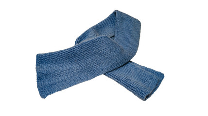women's blue knitted wool scarf