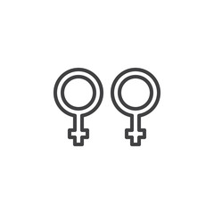 Lesbian Sexual Orientation line icon. linear style sign for mobile concept and web design. Homosexual gender outline vector icon. Symbol, logo illustration. Pixel perfect vector graphics