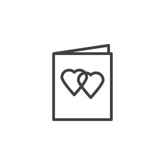 Invitation card with hearts line icon. linear style sign for mobile concept and web design. Love card outline vector icon. Wedding invitation card symbol logo illustration. Pixel perfect vector 