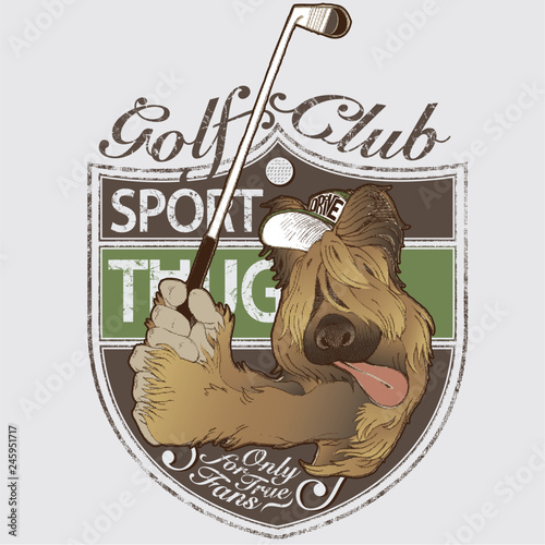 "Dog golf club mascotte" Stock image and royaltyfree vector files on